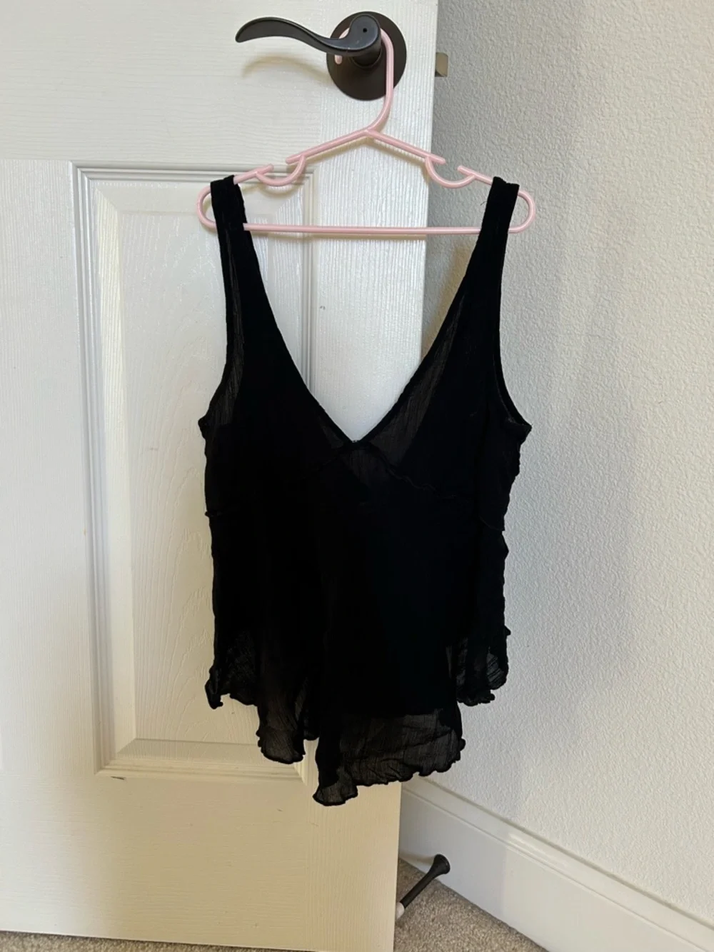 Free People Black V-Neck Sheer Camisole